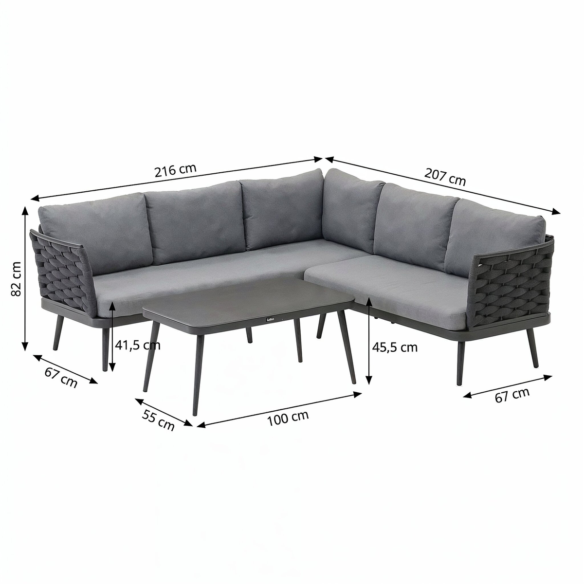 Loungeset Sulden antraciet 5-zits Loungeset Sulden antraciet 5-zits