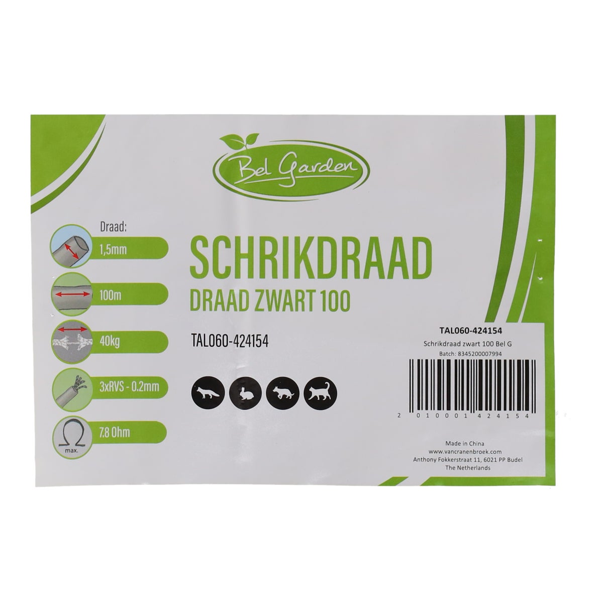 Schrikdraad zwart 100 Bel G Schrikdraad zwart 100 Bel G