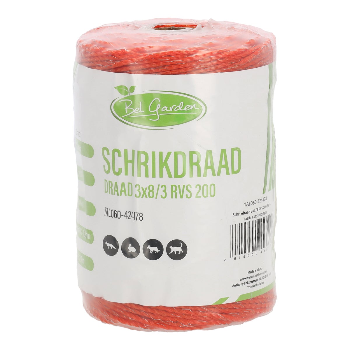Schrikdraad 3 x 8/3 RVS 200 Bel Garden Schrikdraad 3 x 8/3 RVS 200 Bel Garden