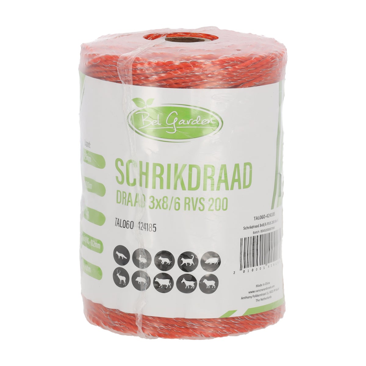 Schrikdraad 3 x 8/6 RVS 200 Bel Garden Schrikdraad 3 x 8/6 RVS 200 Bel Garden