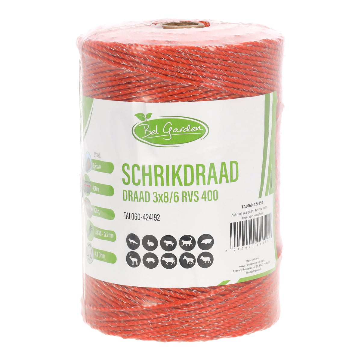 Schrikdraad 3 x 8/6 RVS 400 Bel Garden Schrikdraad 3 x 8/6 RVS 400 Bel Garden