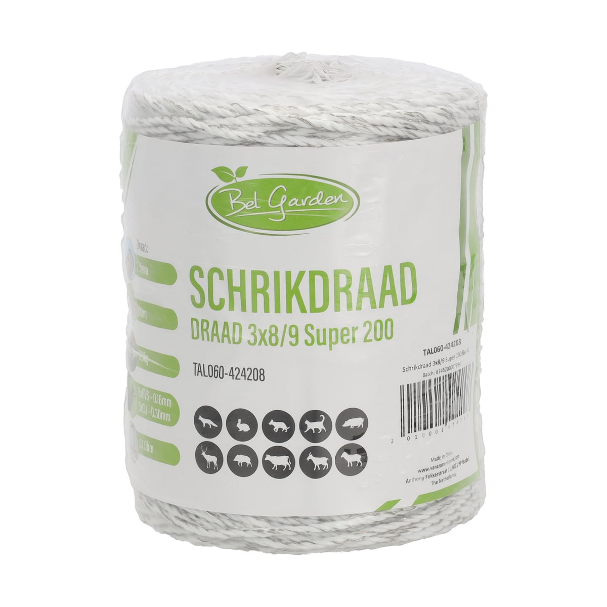 Schrikdraad 3 x 8/9 Super 200 Bel Garden Schrikdraad 3 x 8/9 Super 200 Bel Garden