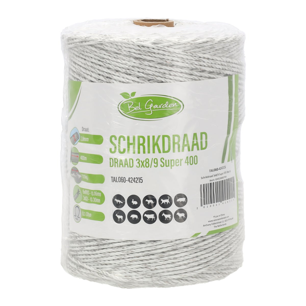 Schrikdraad 3 x 8/9 Super 400 Bel Garden Schrikdraad 3 x 8/9 Super 400 Bel Garden