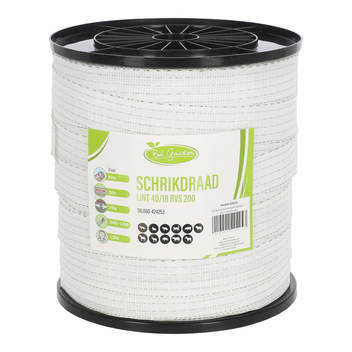 Schrikdraad lint 40/18 RVS 200 Schrikdraad lint 40/18 RVS 200