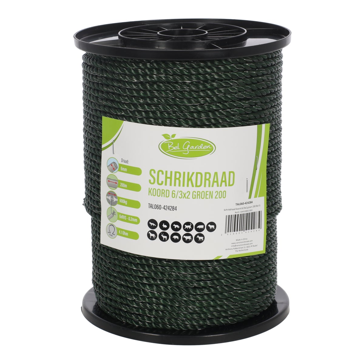 Schrikdraad koord 6/3 x 2 groen 200 Schrikdraad koord 6/3 x 2 groen 200