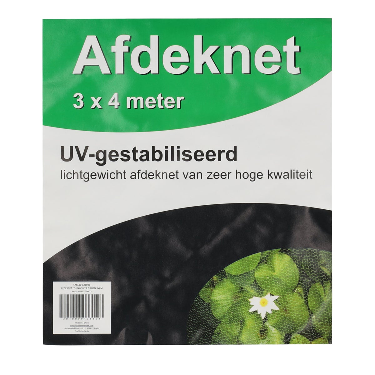 Afdeknet tuin/vijver groen 3 x 4m Afdeknet tuin/vijver groen 3 x 4m