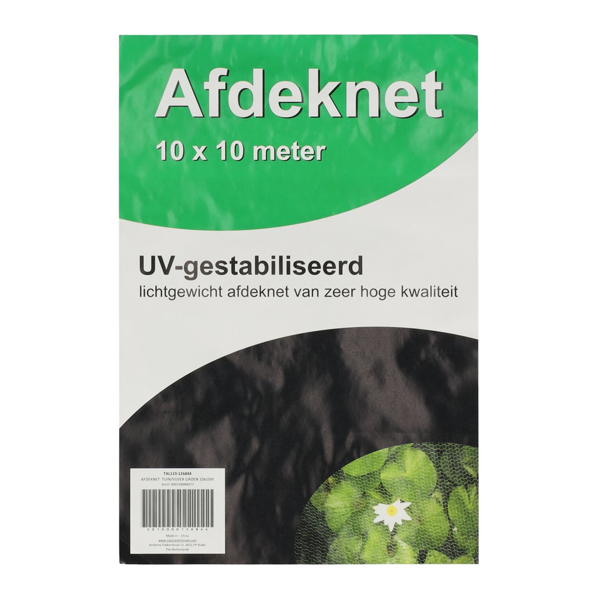 Afdeknet tuin/vijver groen 10x10m Afdeknet tuin/vijver groen 10x10m