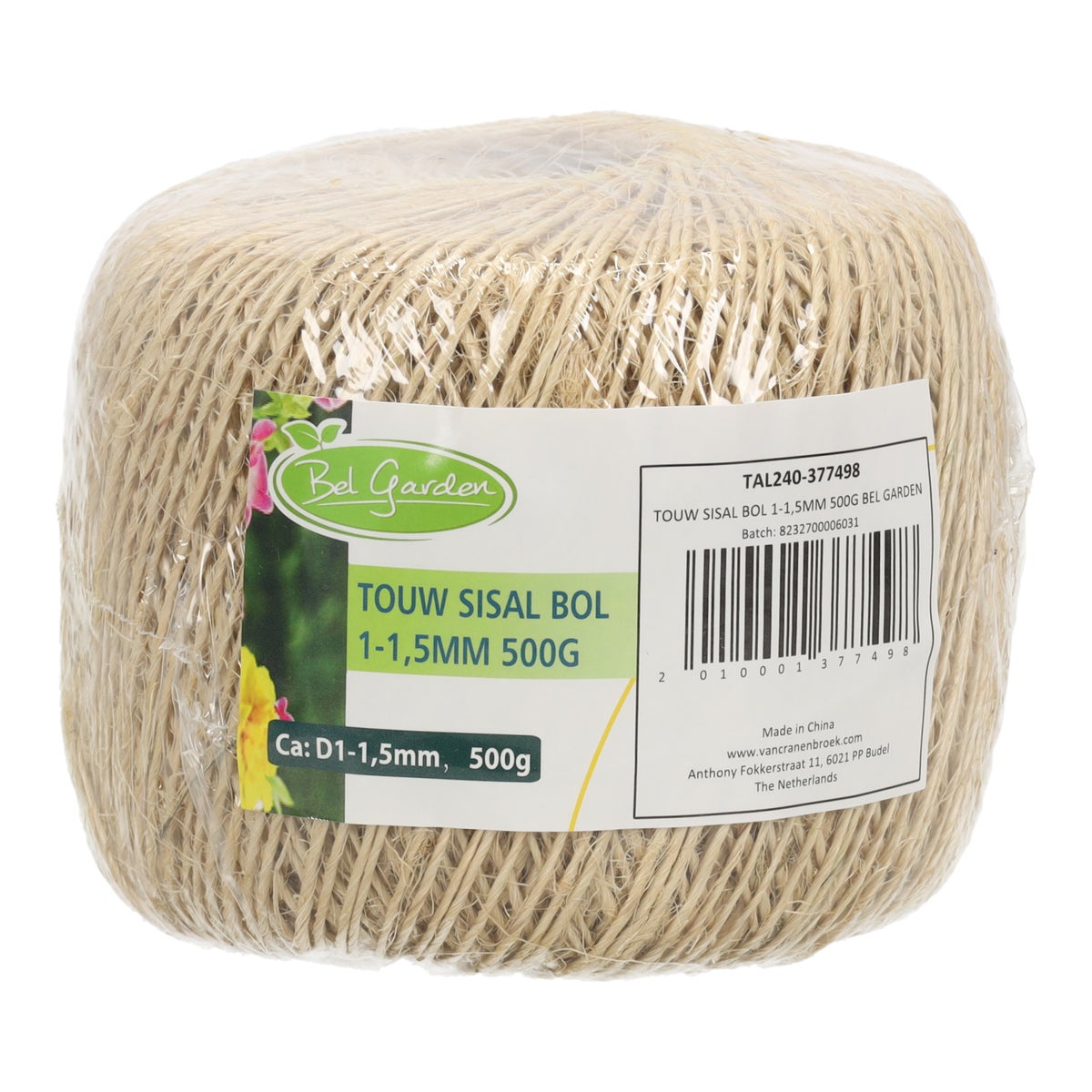 Touw sisal bol 1-1,5 mm 500g Bel Garden Touw sisal bol 1-1,5 mm 500g Bel Garden