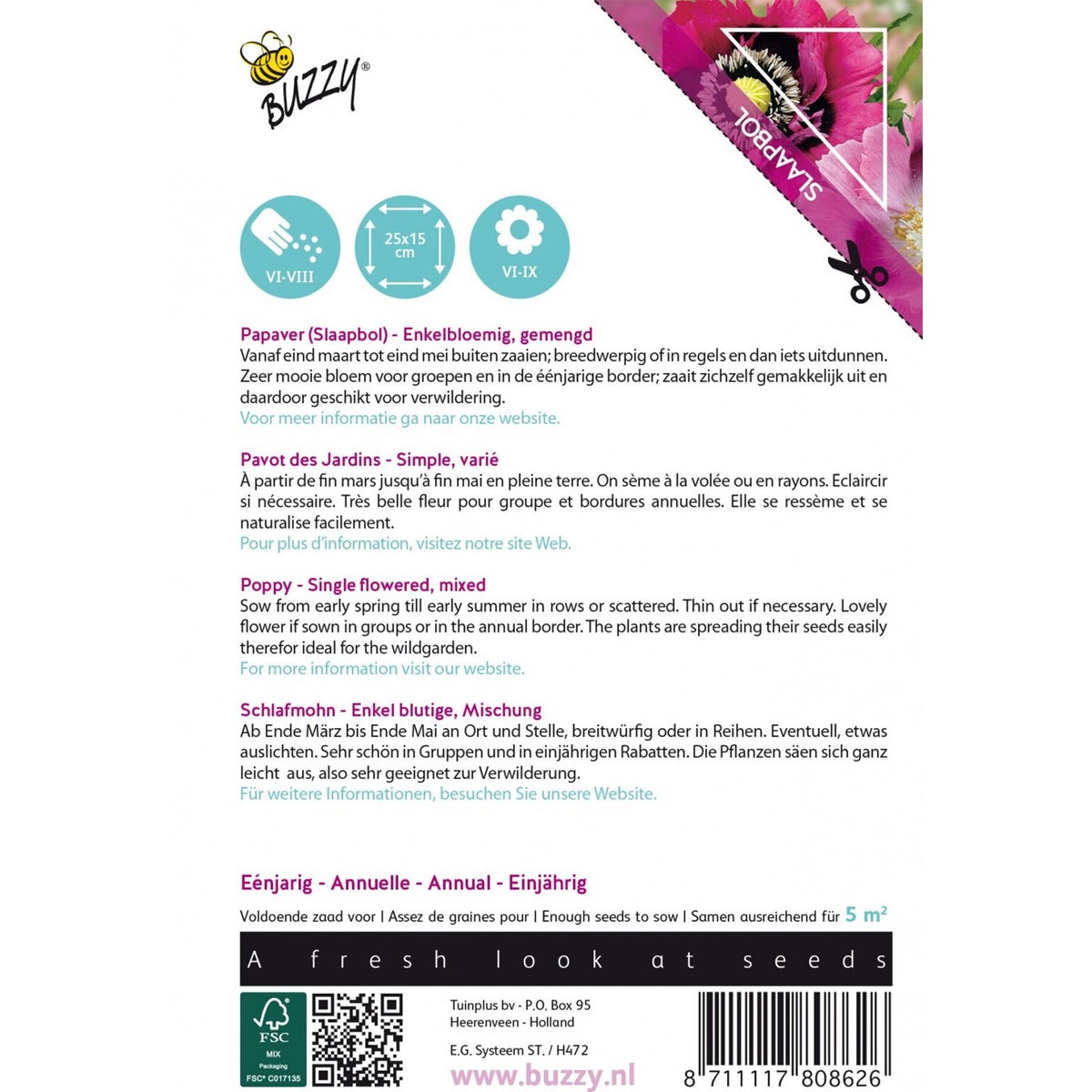 Papaver Enkelbloemig mix Papaver Enkelbloemig mix