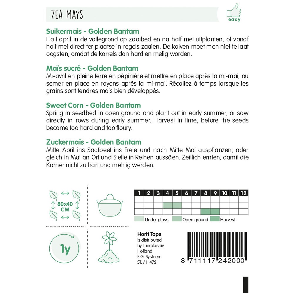 Suikermaïs golden bantam zaad Suikermaïs golden bantam zaad