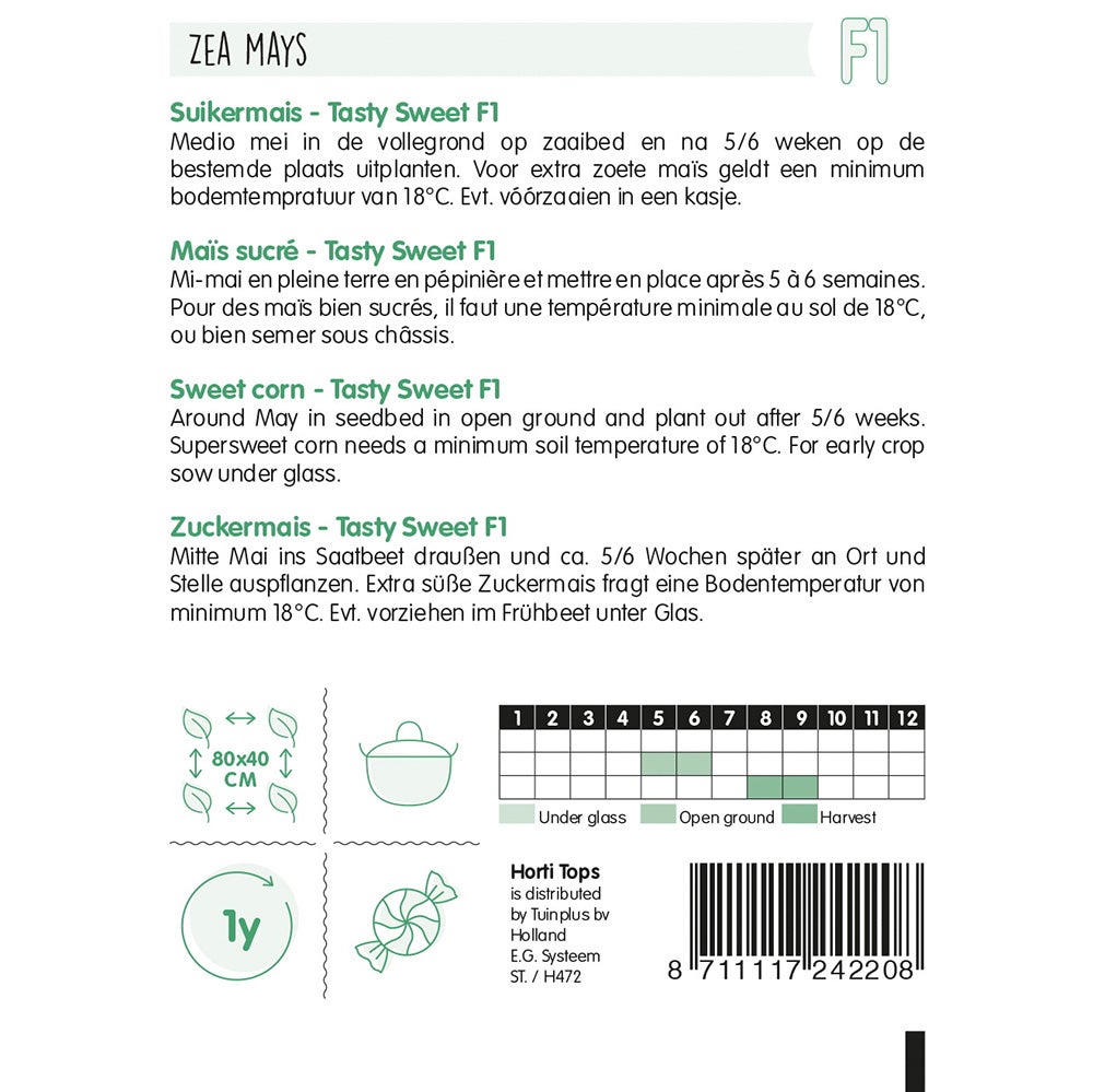 Suikermaïs tasty sweet F1 zaad Suikermaïs tasty sweet F1 zaad