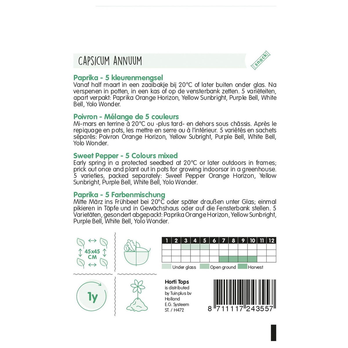 Paprika 5 kleuren zaad Paprika 5 kleuren zaad