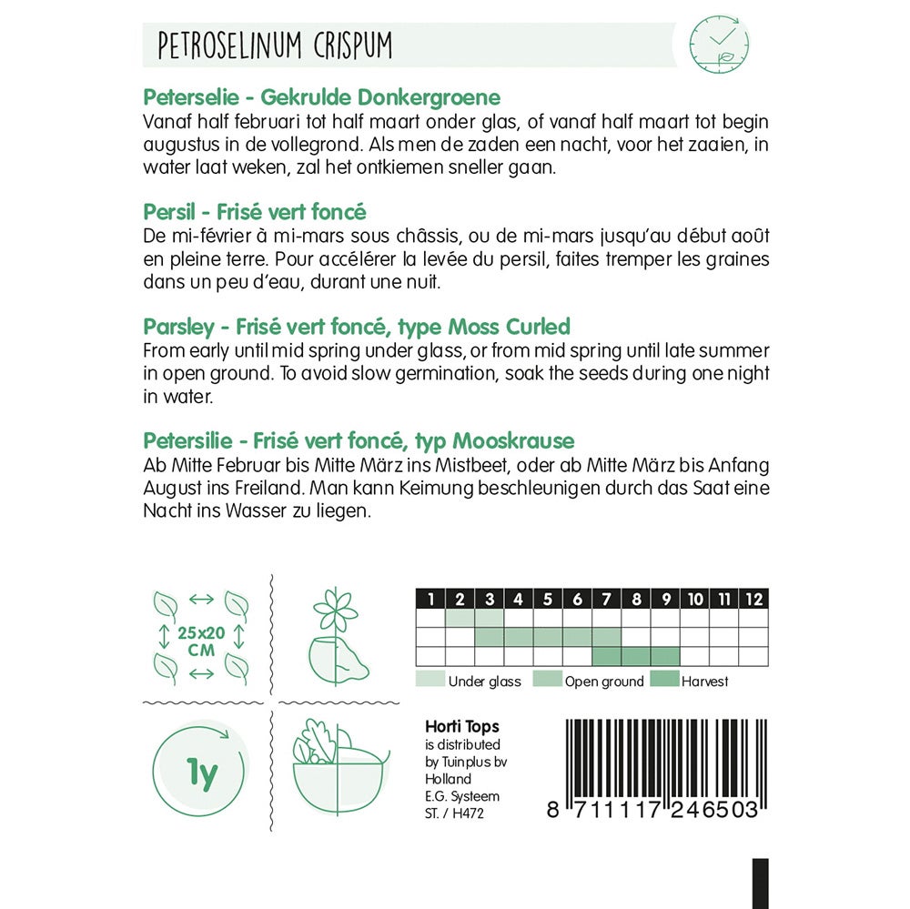 Peterselie gekrulde donkergroen zaad Peterselie gekrulde donkergroen zaad