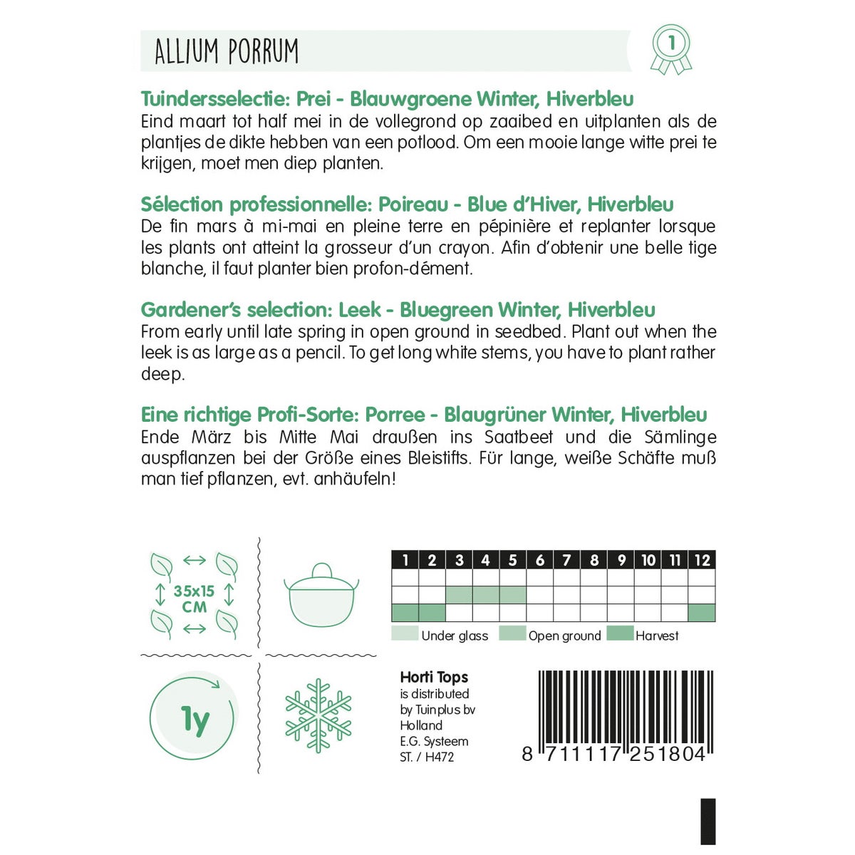 Prei blauwgroene winter hiverbleu zaad Prei blauwgroene winter hiverbleu zaad