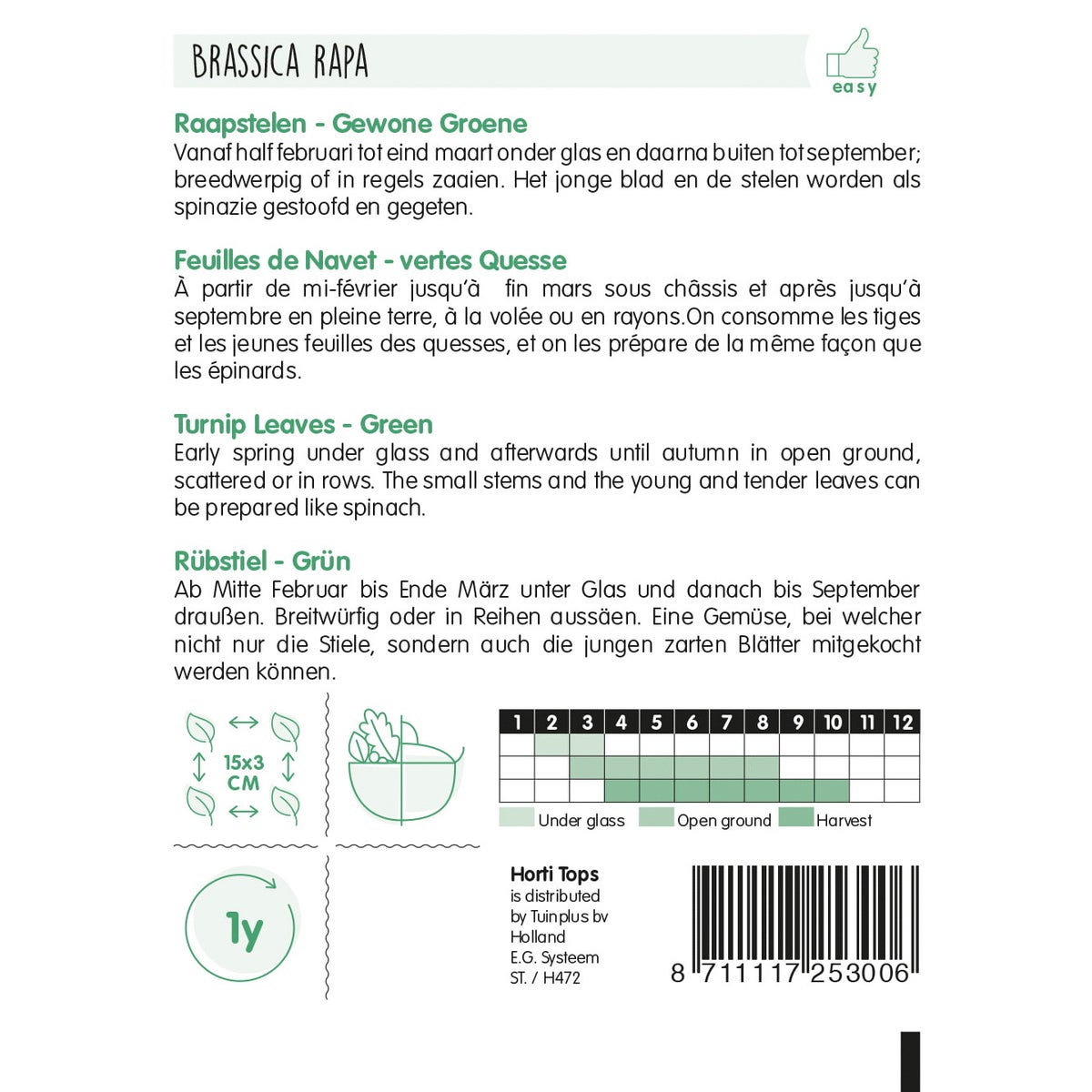 Raapstelen groene, zaad Raapstelen groene, zaad