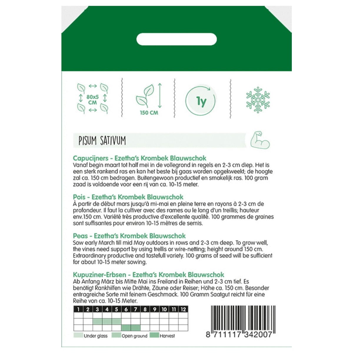 Capucijners Ezetha Krombek blauwschok 100g Capucijners Ezetha Krombek blauwschok 100g