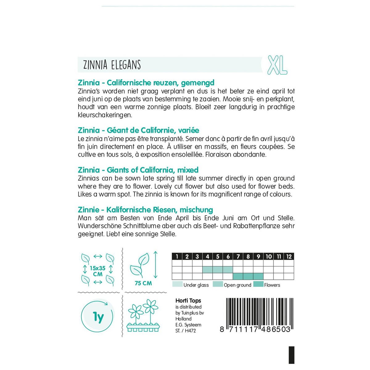 Zinnia Californische reuzen mix Zinnia Californische reuzen mix