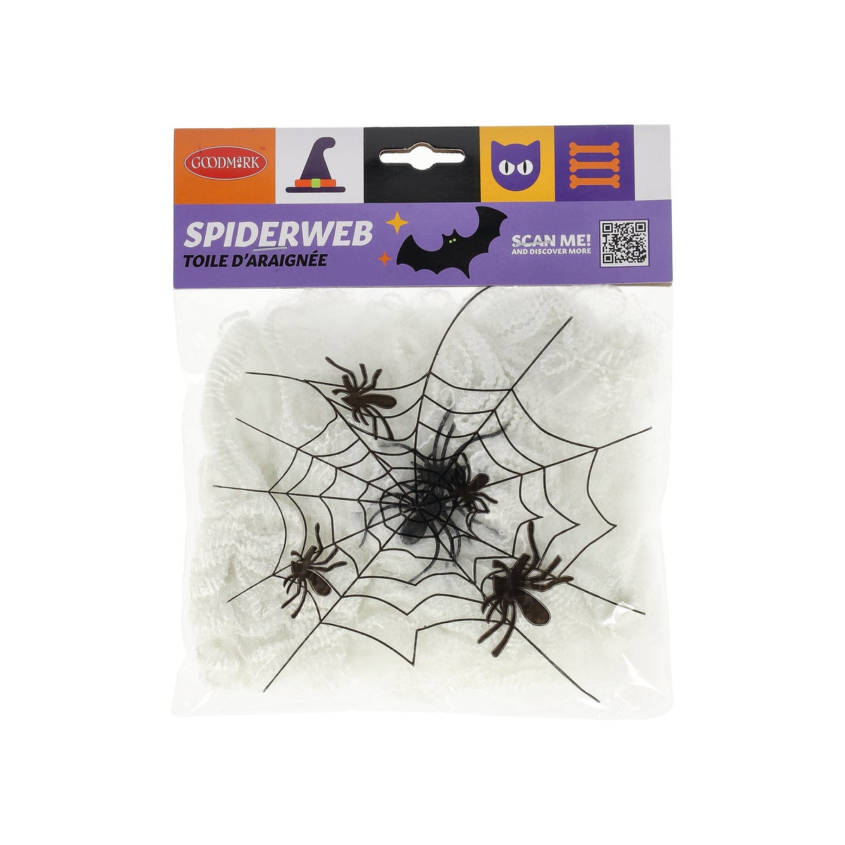 Spinnenweb wit 20 gr met 2 spinnen Spinnenweb wit 20 gr met 2 spinnen