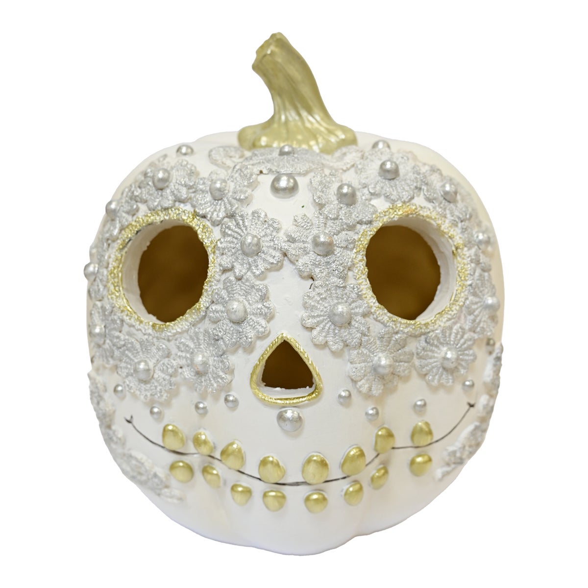 Pompoen fancy LED wit 20 cm Pompoen fancy LED wit 20 cm