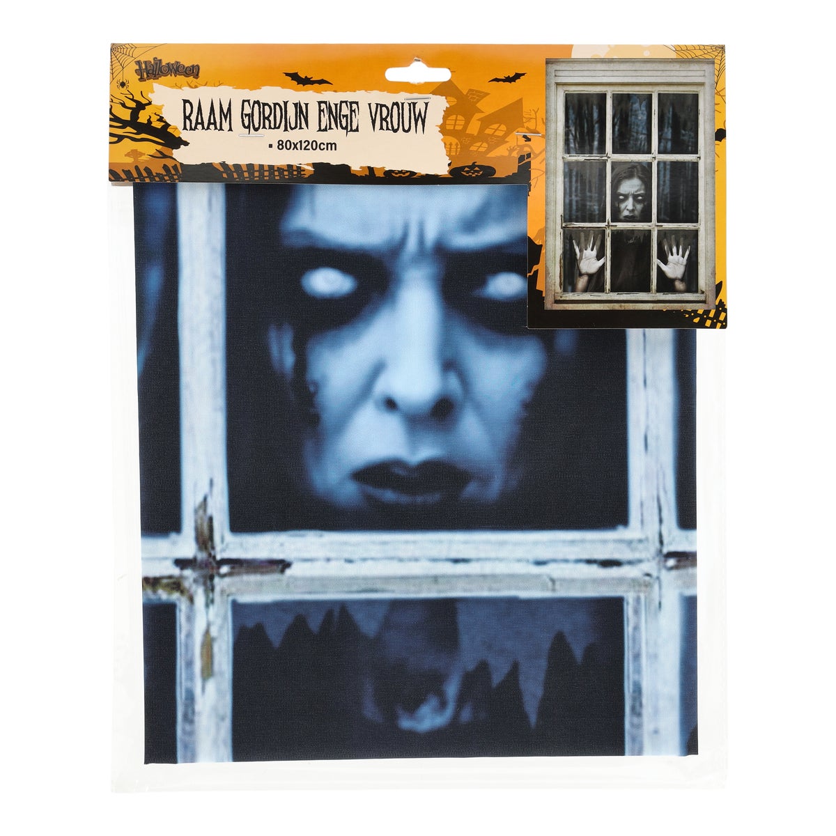 Raam gordijn enge vrouw 80x120cm Raam gordijn enge vrouw 80x120cm