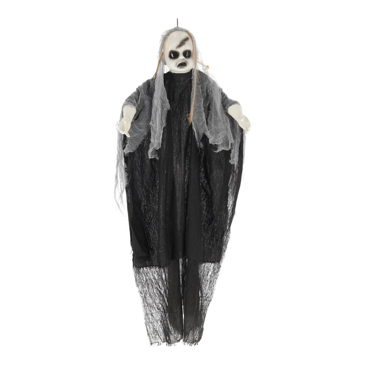 Zombie meisje zwart met licht en geluid, 100 cm Zombie meisje zwart met licht en geluid, 100 cm