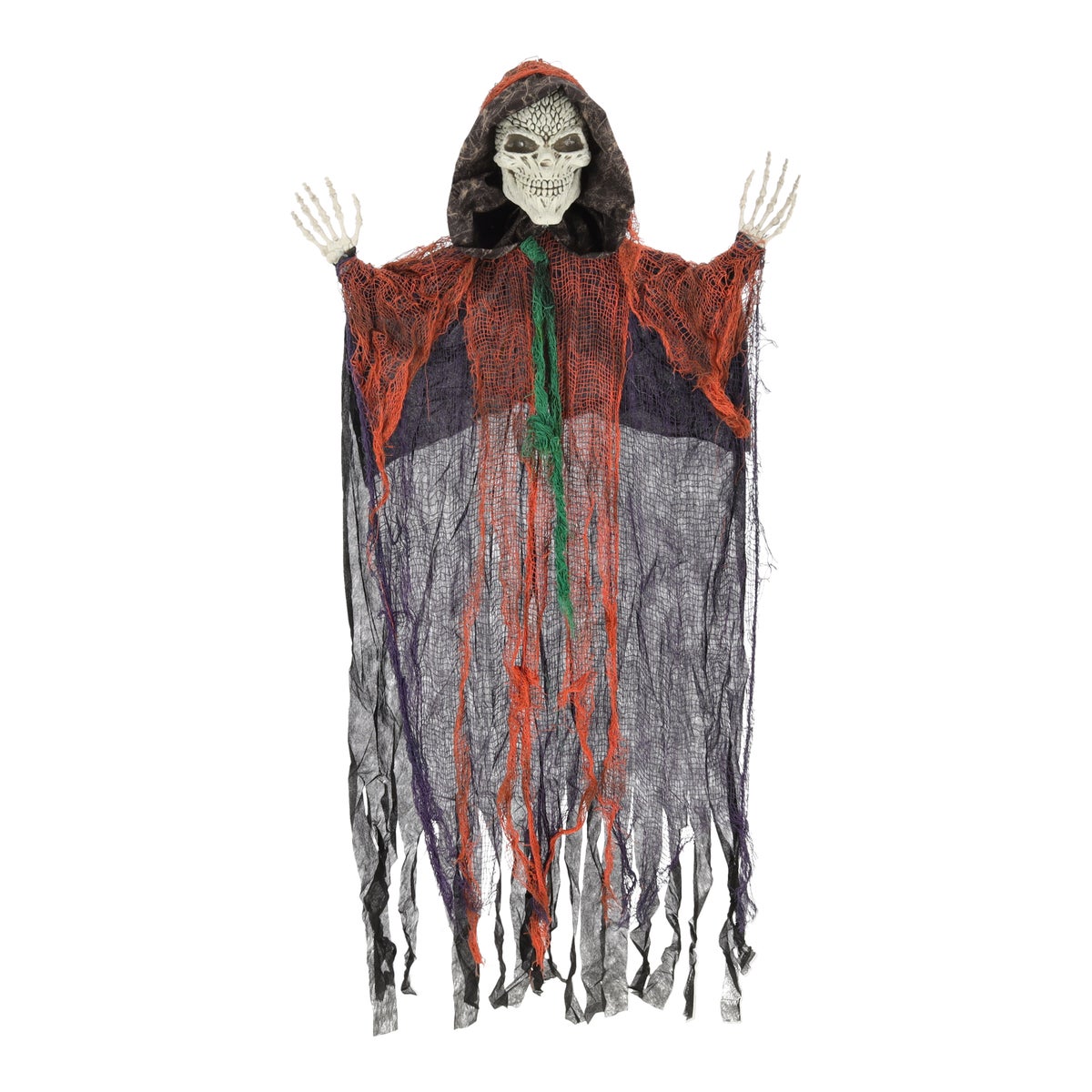 Hangend skelet met zeis, beweging, licht en geluid, 120 cm Hangend skelet met zeis, beweging, licht en geluid, 120 cm