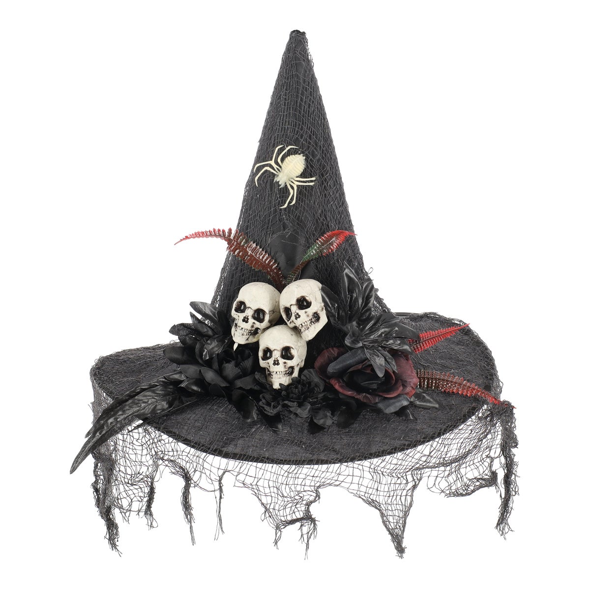 Hoed heks deco skull spider zwart Hoed heks deco skull spider zwart