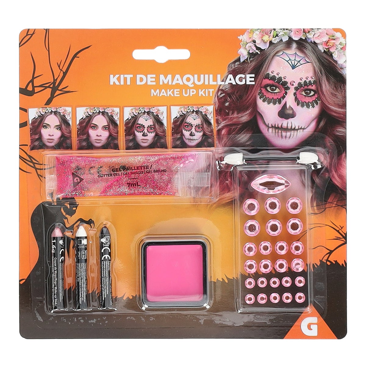 Make-up kit Halloween roze glitters Make-up kit Halloween roze glitters