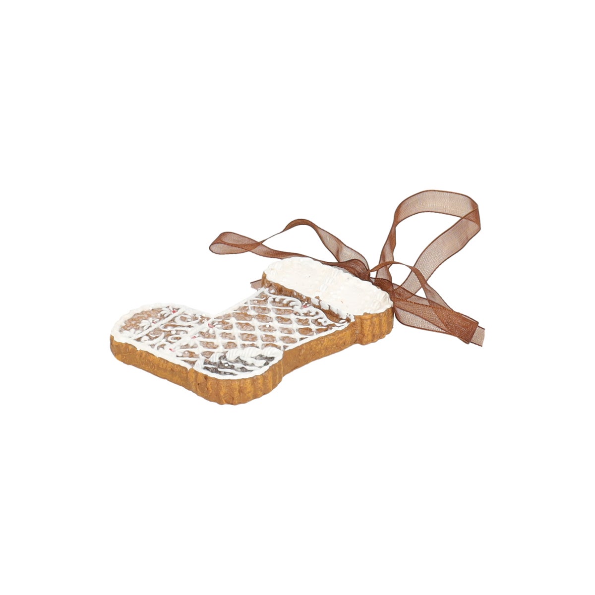 Anhänger Socke Lebkuchen weiß 8 cm Anhänger Socke Lebkuchen weiß 8 cm