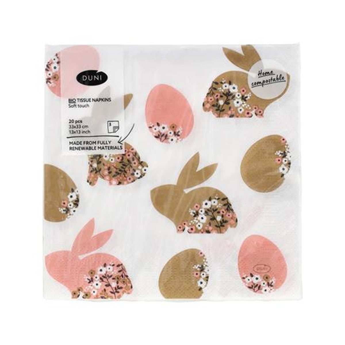 Servet 33 x 33 cm blooming bunnies 20 stuks Servet 33 x 33 cm blooming bunnies 20 stuks