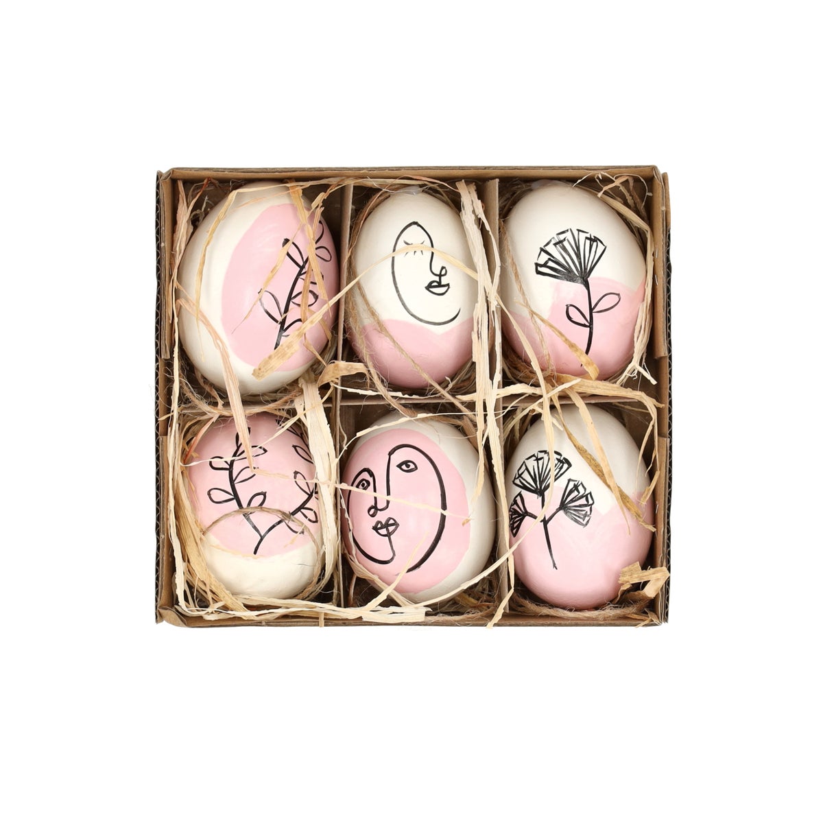 Hanger ei naturel roze 6 stuks Hanger ei naturel roze 6 stuks