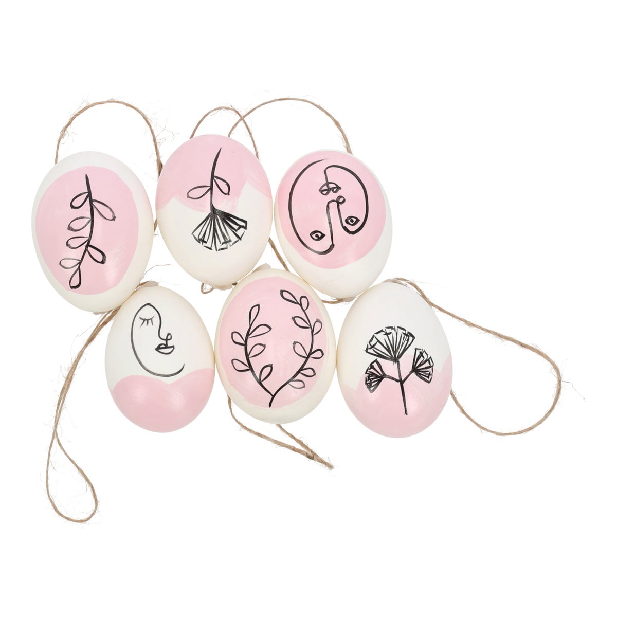 Hanger ei naturel roze 6 stuks Hanger ei naturel roze 6 stuks