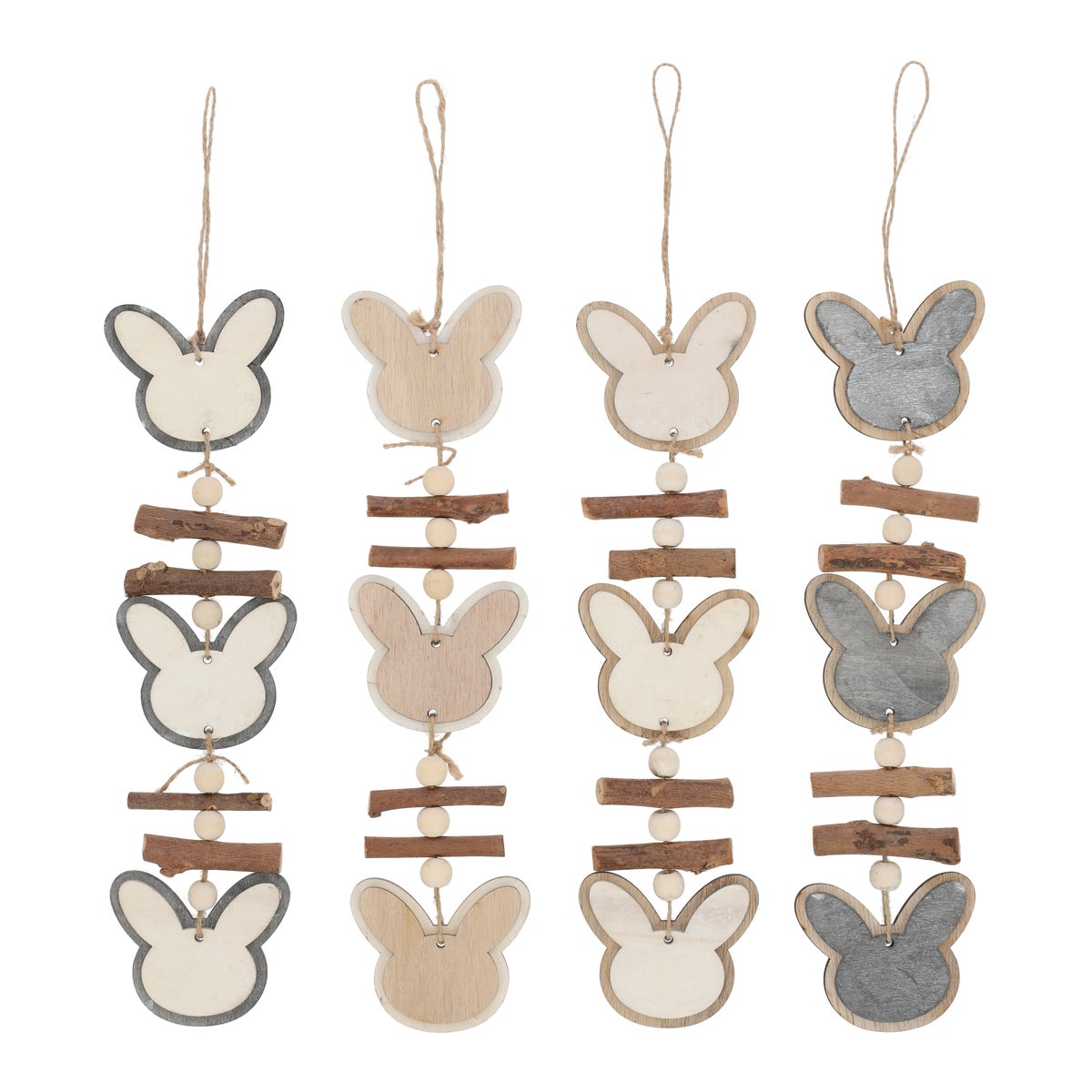 Hanger hout konijn 41 cm 4 assorti Hanger hout konijn 41 cm 4 assorti