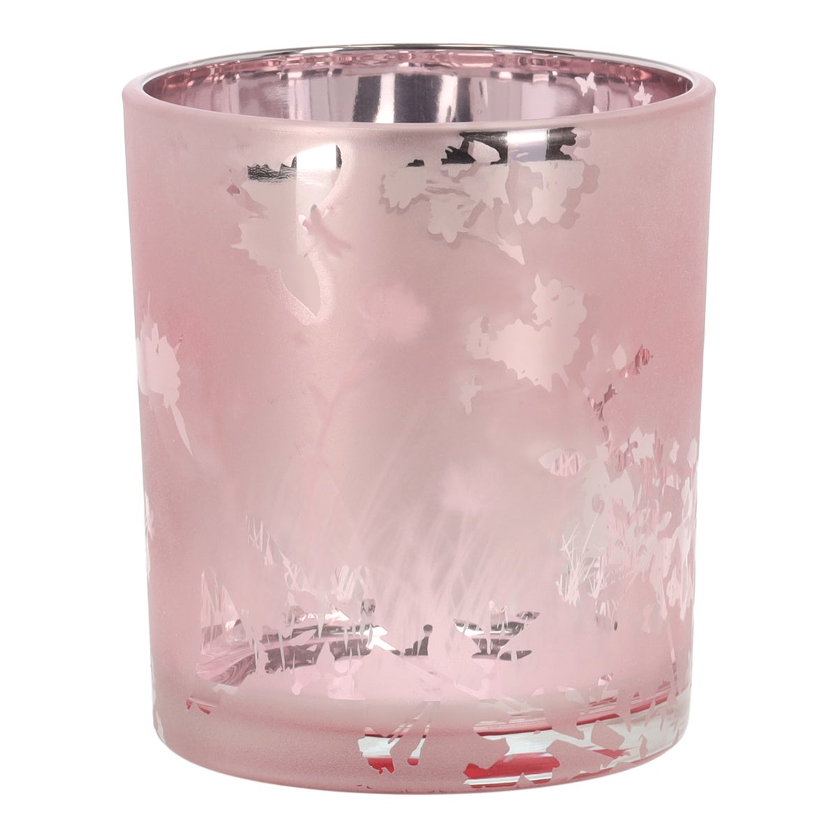 Theelicht glas vlinder roze 10 cm Theelicht glas vlinder roze 10 cm