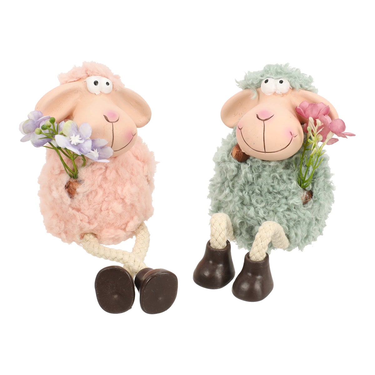 Schaap zittend bloemen 10 cm Schaap zittend bloemen 10 cm