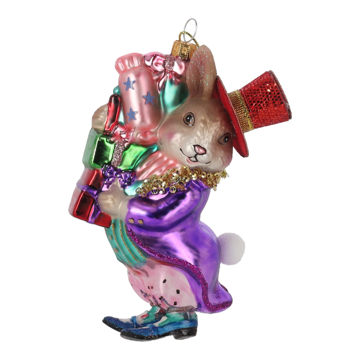 Hanger glas konijn hoed rood Hanger glas konijn hoed rood