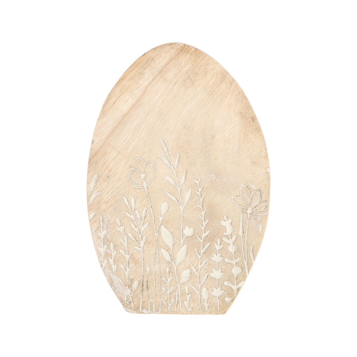 Ei staand bloem hout 17 cm Ei staand bloem hout 17 cm