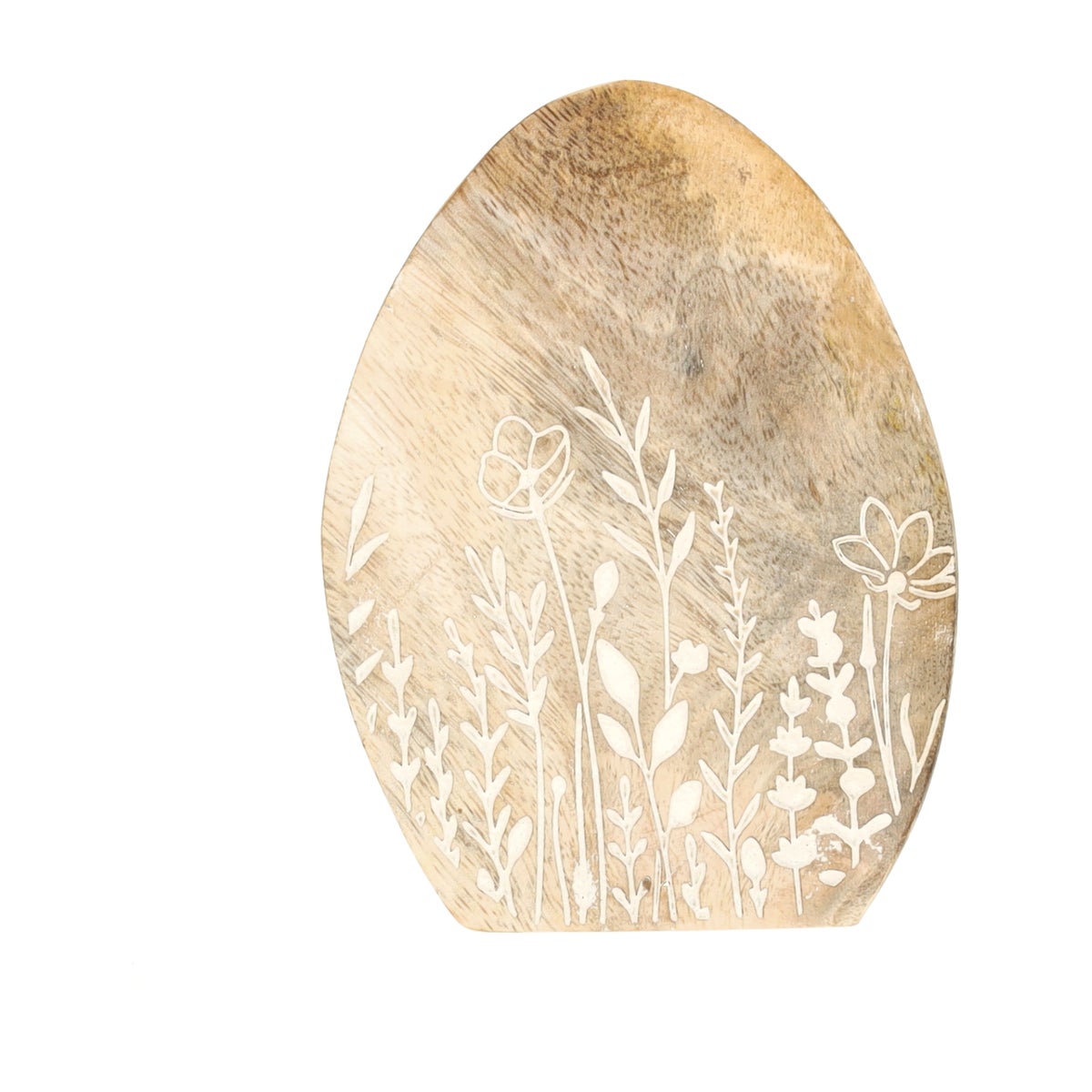 Ei staand bloem hout 12cm Ei staand bloem hout 12cm