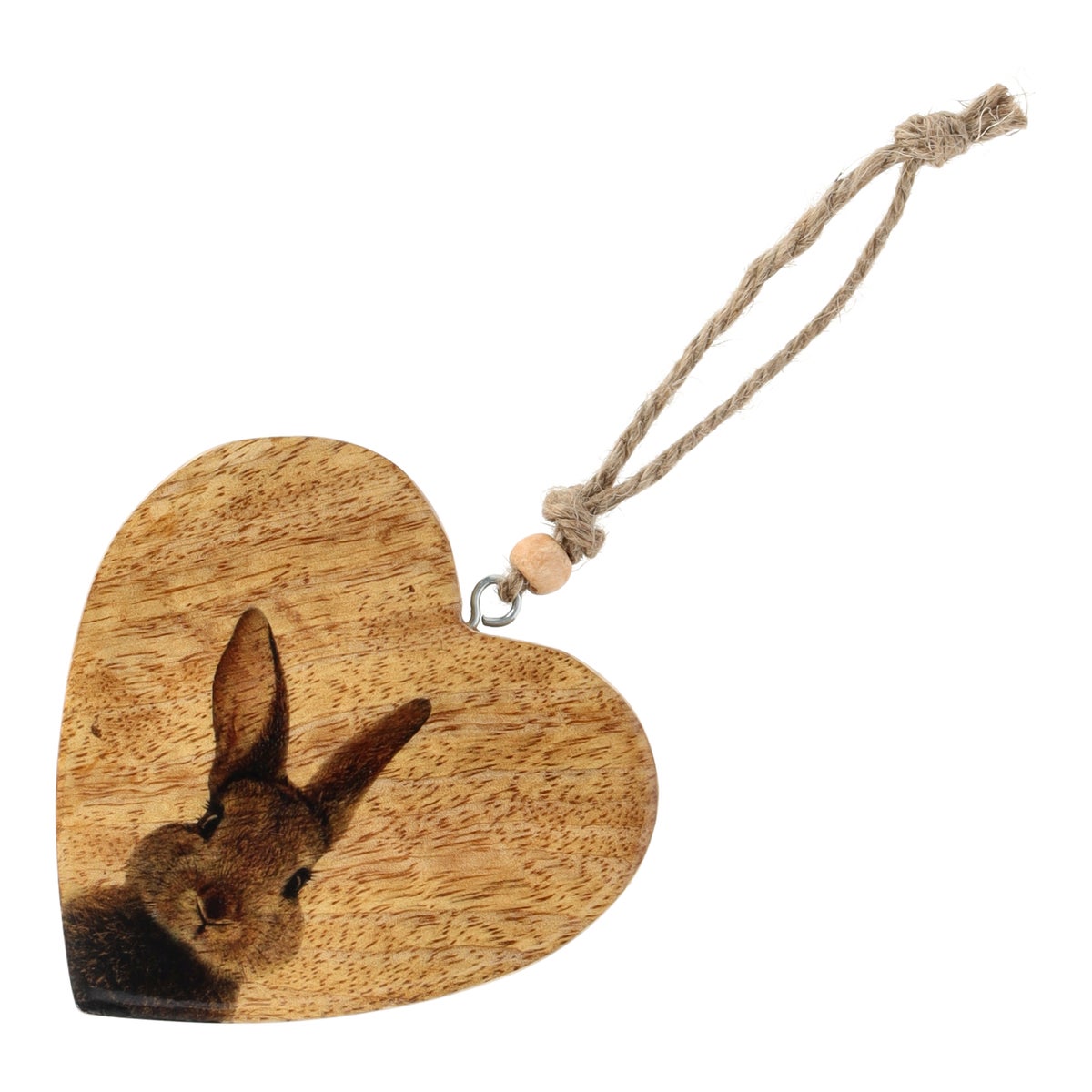 Hanger hout hart konijn 10cm Hanger hout hart konijn 10cm