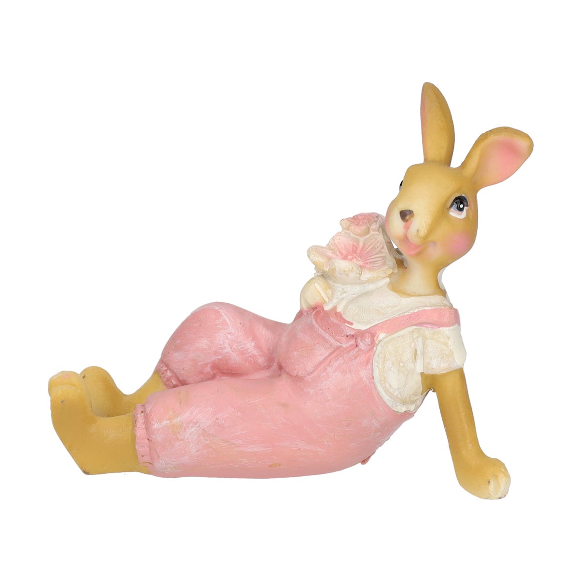 Konijn liggend roze 10 cm Konijn liggend roze 10 cm