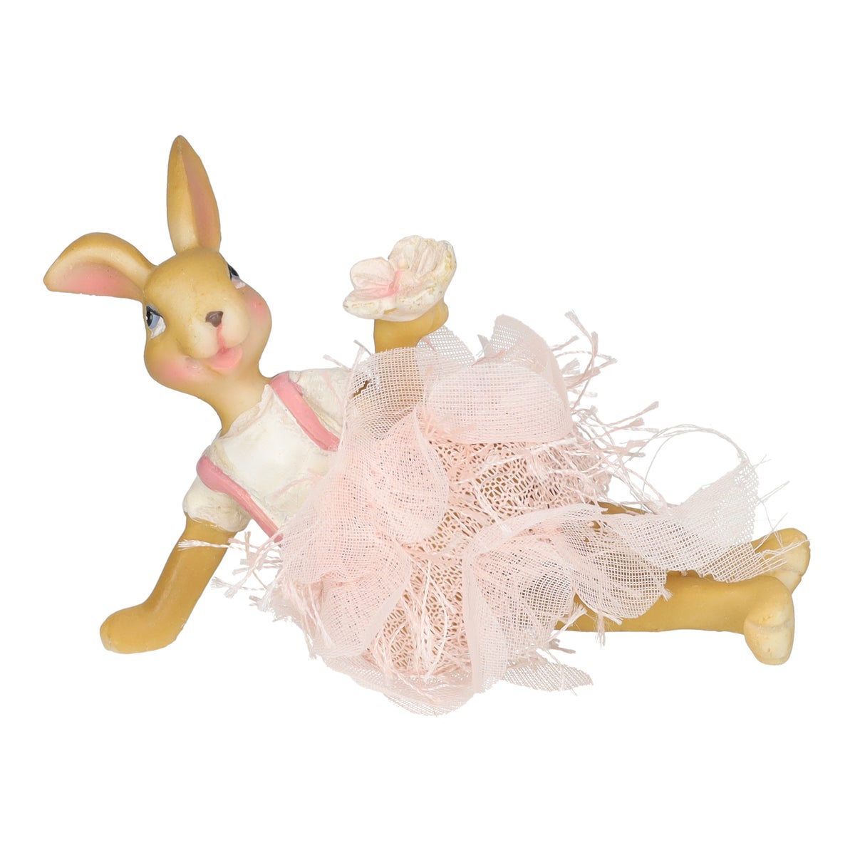 Konijn liggend roze 10 cm Konijn liggend roze 10 cm