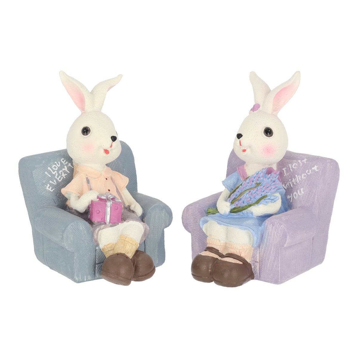 Konijn zittend paars 14 cm 2 assorti Konijn zittend paars 14 cm 2 assorti
