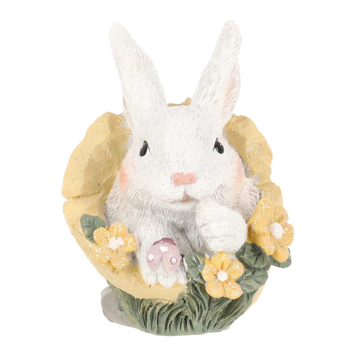 Konijn in bloem geel 10cm Konijn in bloem geel 10cm