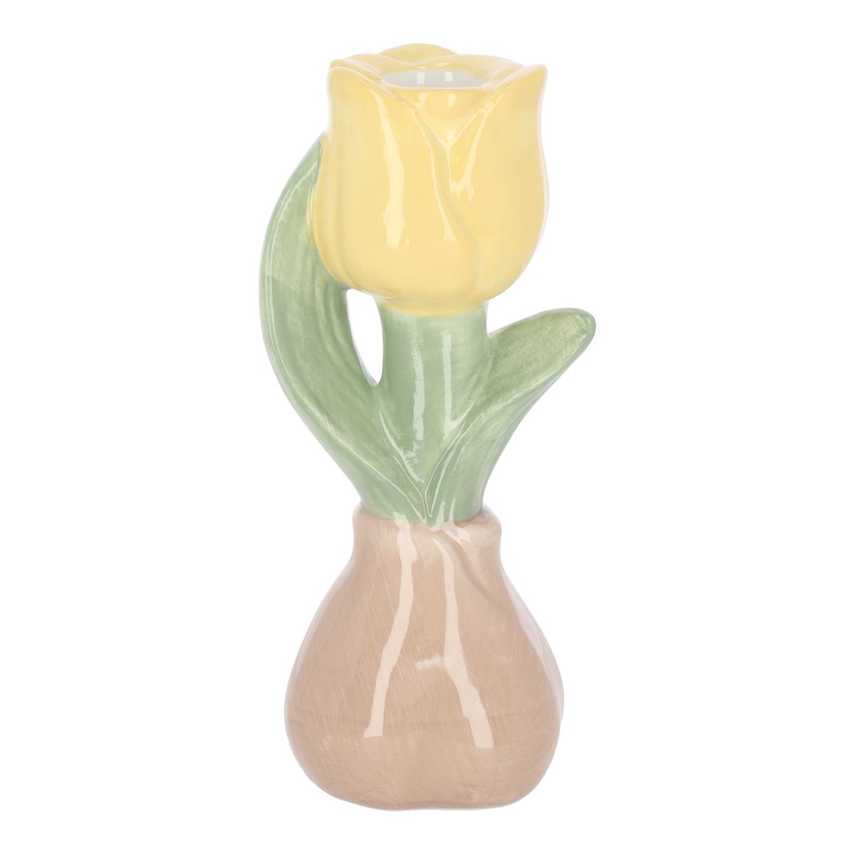 Kaarshouder tulp geel 17 cm Kaarshouder tulp geel 17 cm