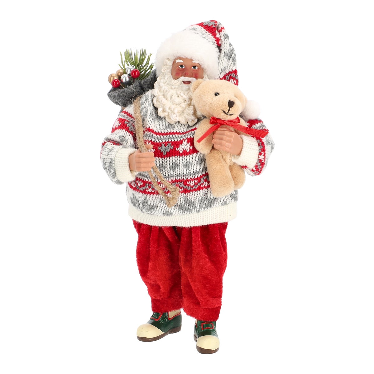 Kerstman 28 cm met beer Kerstman 28 cm met beer
