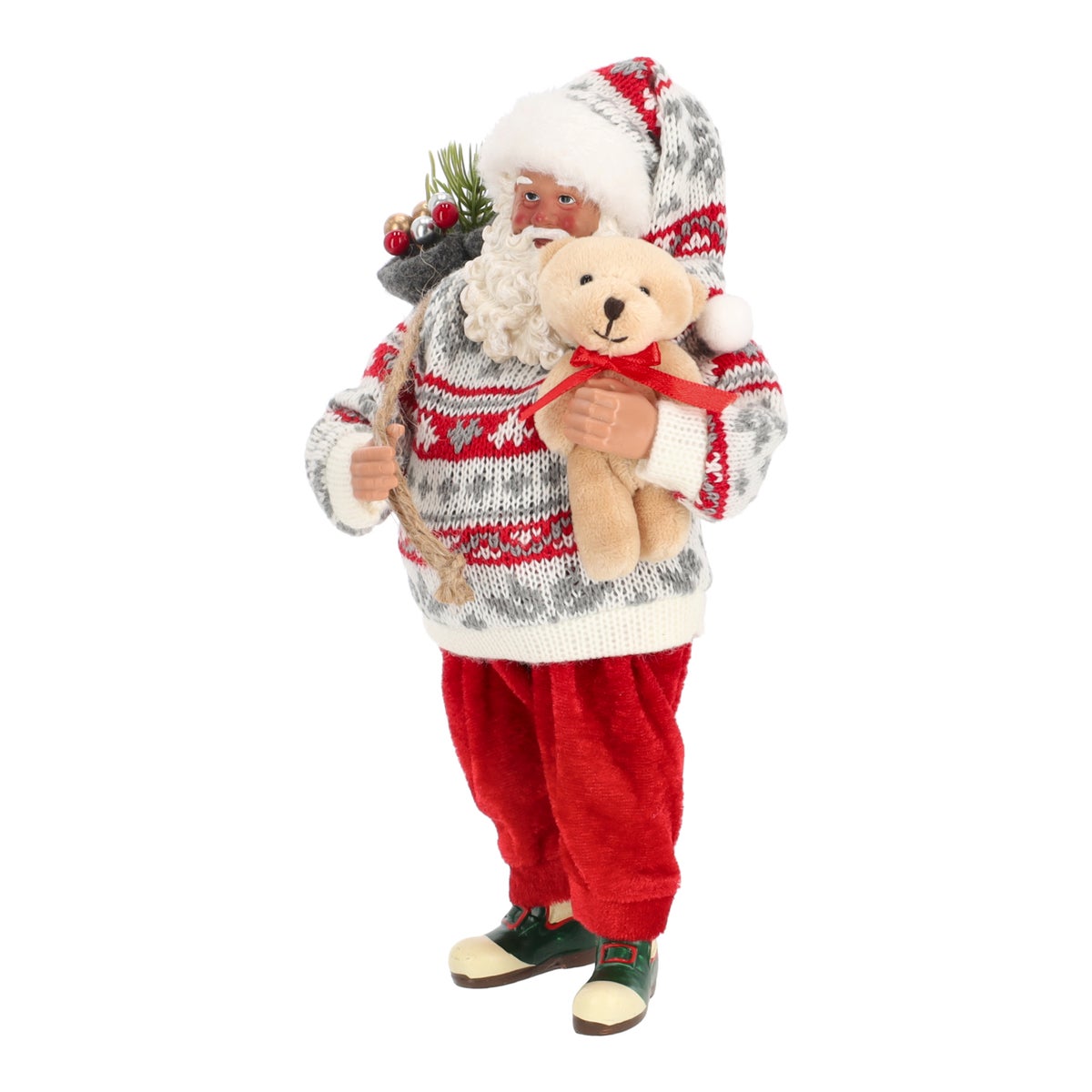 Kerstman 28 cm met beer Kerstman 28 cm met beer