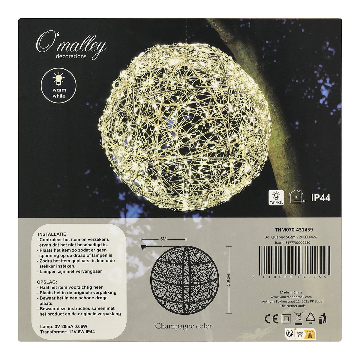 Bol Quebec 50cm 720LED-ww Bol Quebec 50cm 720LED-ww