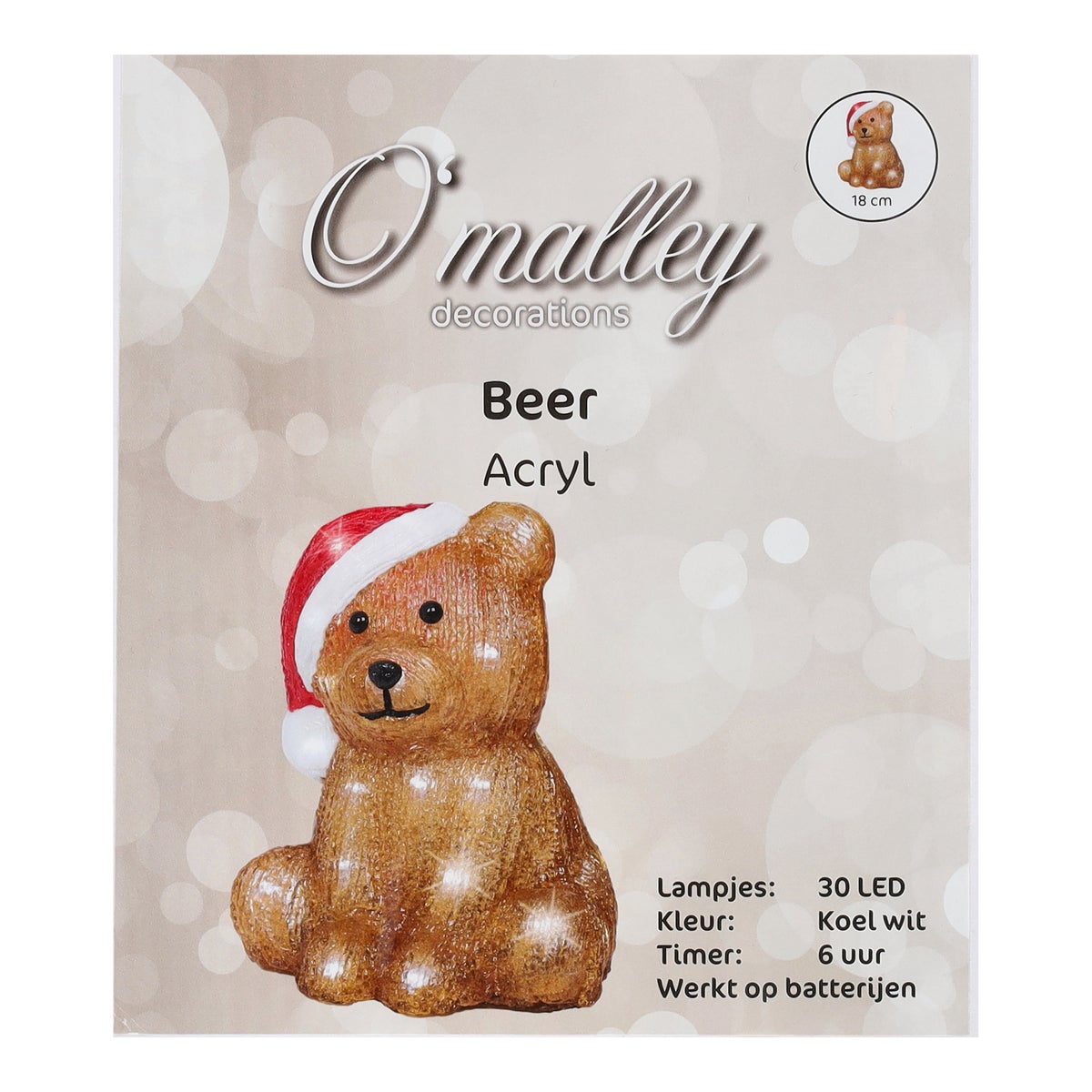 Beer zittend acryl 18cm 30LED Beer zittend acryl 18cm 30LED