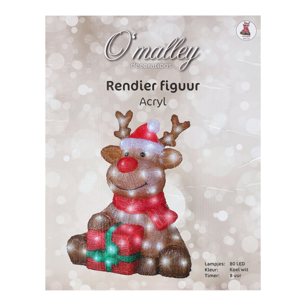Rendier zittend acryl 44cm 80LED Rendier zittend acryl 44cm 80LED
