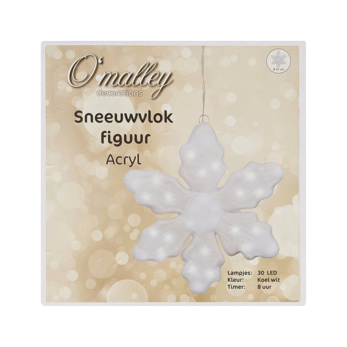 Sneeuwvlok acryl 37 cm 30 LED Sneeuwvlok acryl 37 cm 30 LED